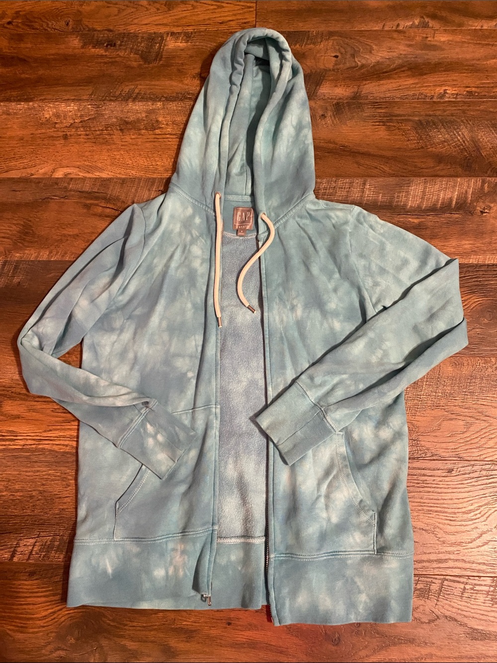 GAP Light Blue Tie-Dye Zip Hoodie